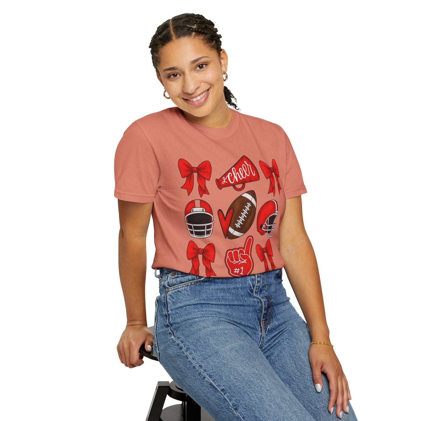 Cheer and Football Comfort Colors Tee