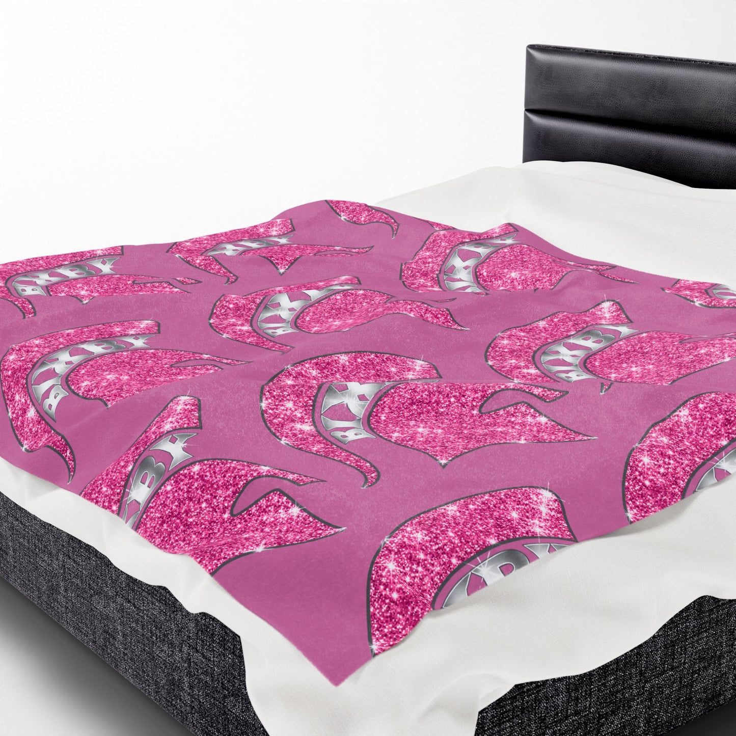 Spartan Pink Bling Logo Velveteen Plush Blanket