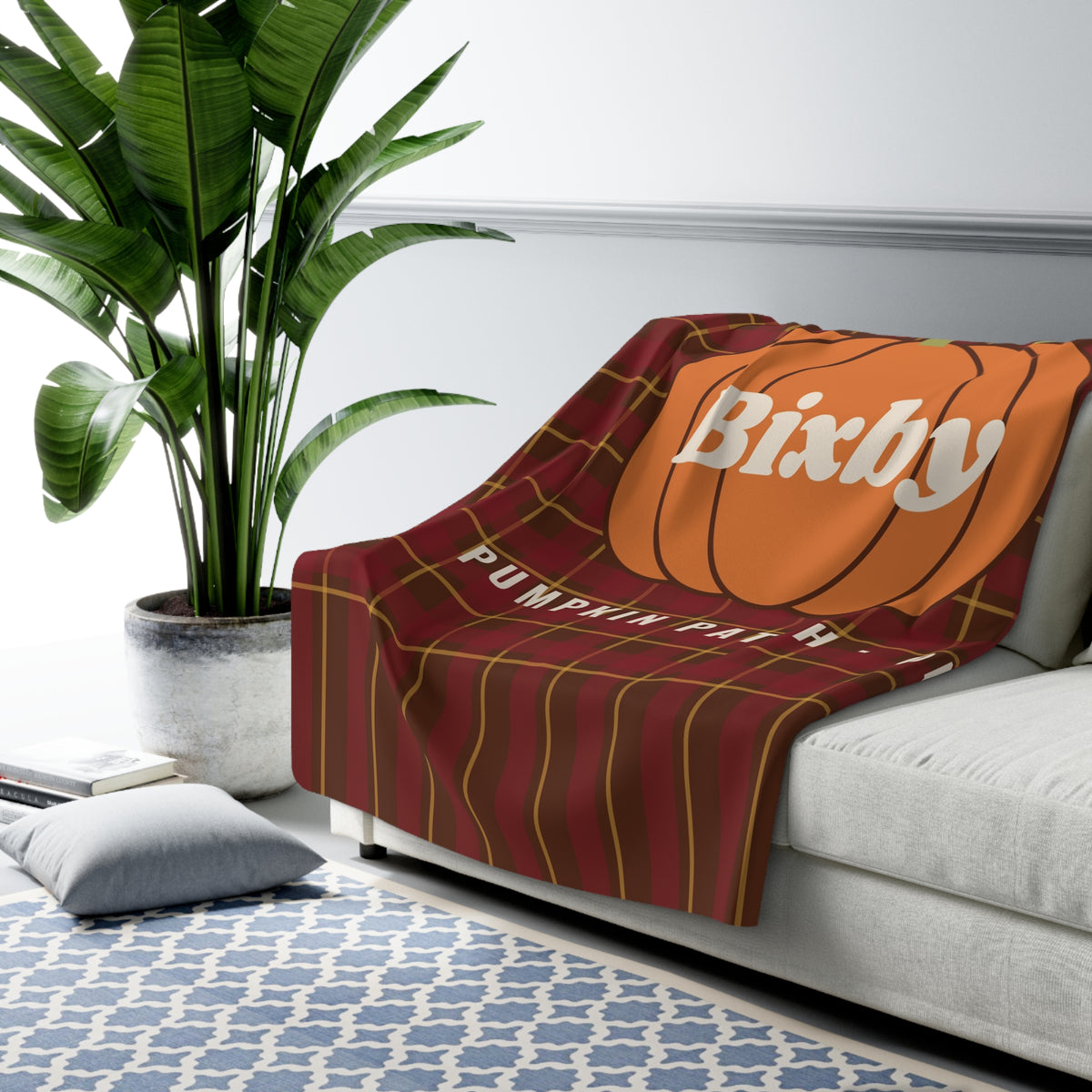 Bixby Pumpkin Patch Plaid Sherpa Blanket