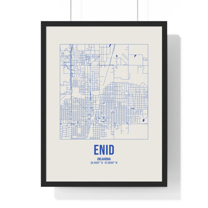 Enid Street Map Framed Print, Royal Blue on Cream