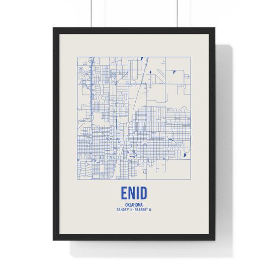 Enid Street Map Framed Print, Royal Blue on Cream