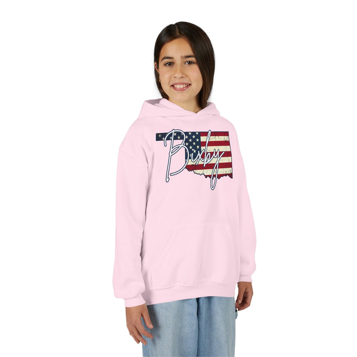 Oklahoma Flag Bixby Script Youth Hoodie
