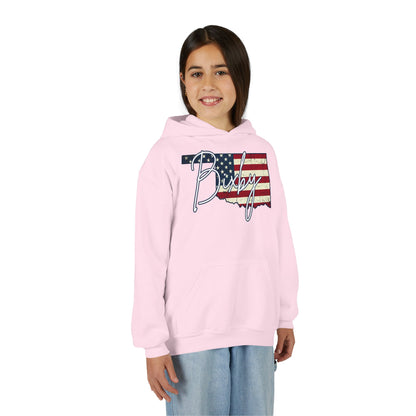 Oklahoma Flag Bixby Script Youth Hoodie