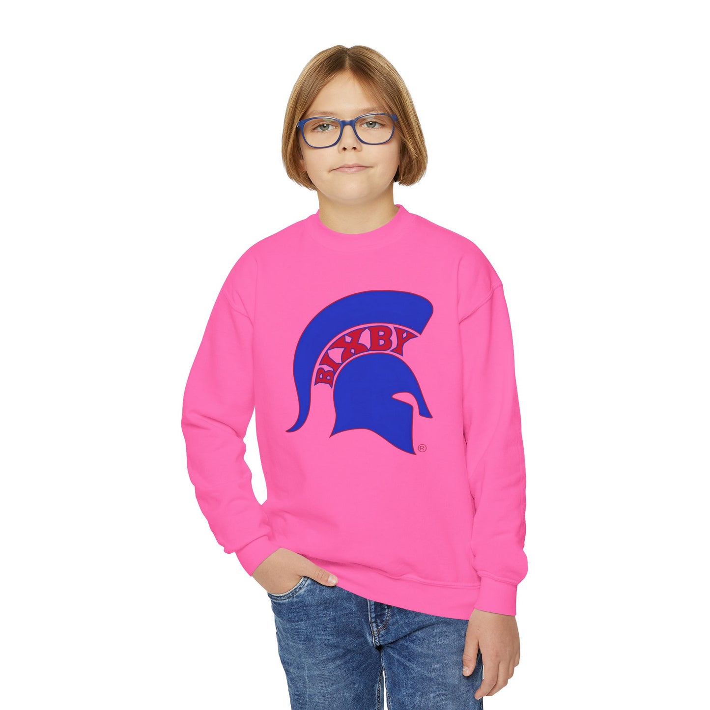 Spartan Blue Logo Youth Gildan Sweatshirt