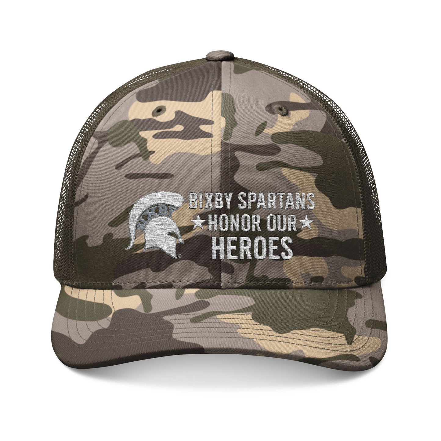 Spartan Military Appreciation Embroidered Camouflage Trucker Hat
