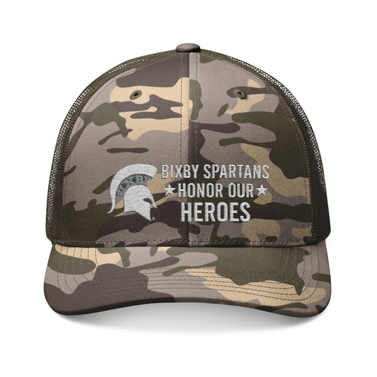 Spartan Military Appreciation Embroidered Camouflage Trucker Hat