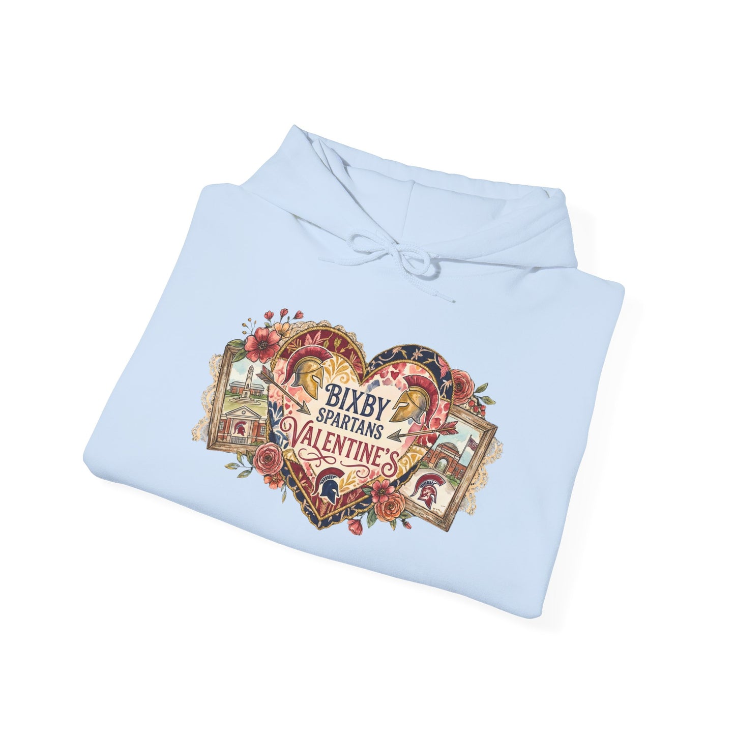 Bixby Spartan Valentine’s Heart Gildan Hoodie