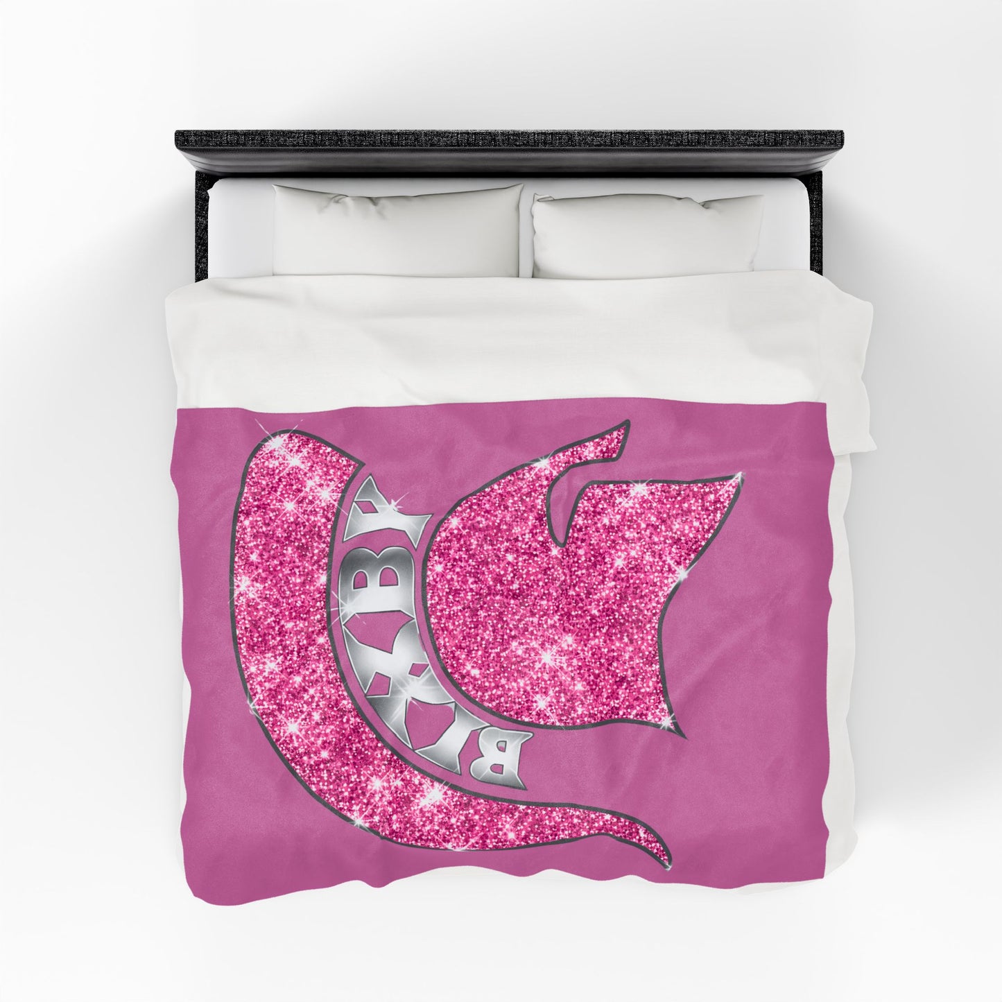 Spartan Pink Bling Logo Velveteen Plush Blanket