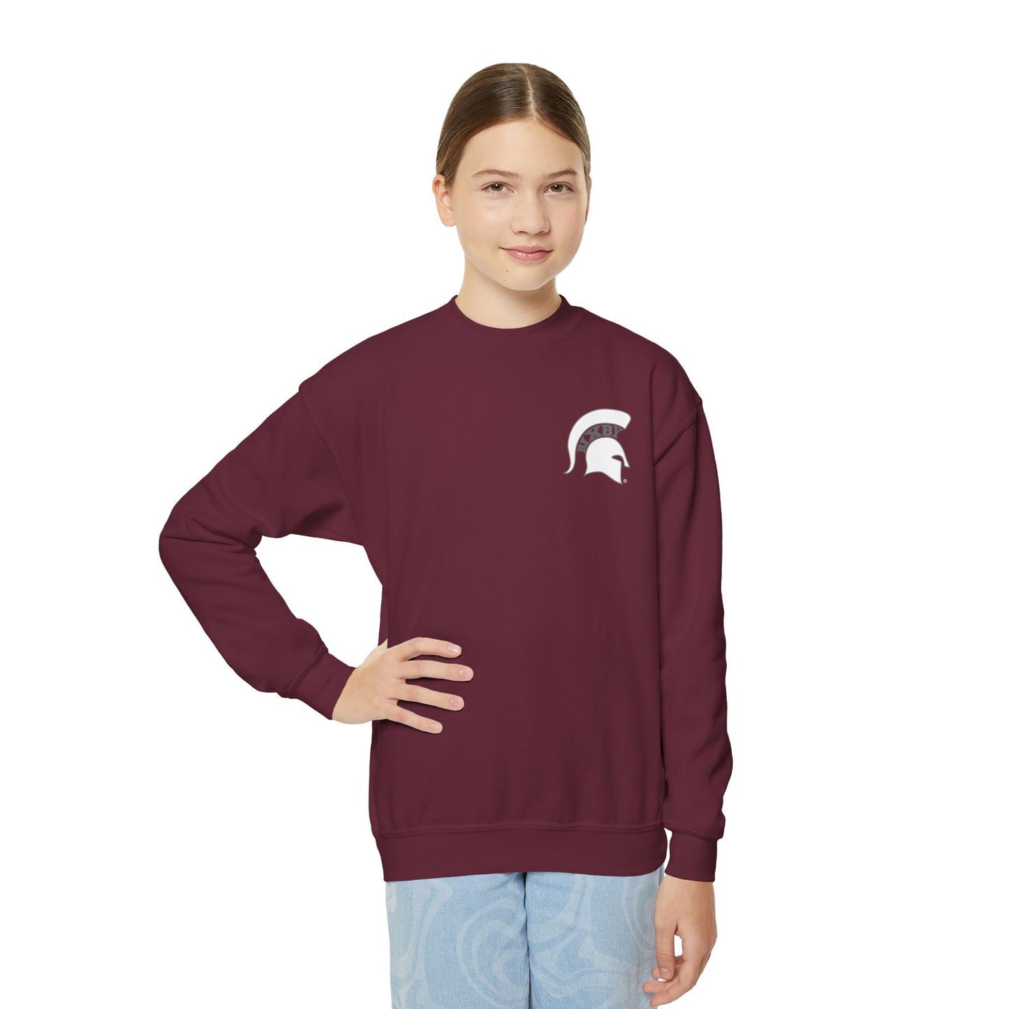 Spartan White Logo Youth Gildan Sweatshirt