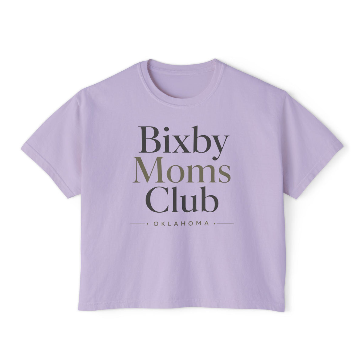 Bixby Moms Club Boxy Tee — Women's Local Mom Group Shirt (Oklahoma)