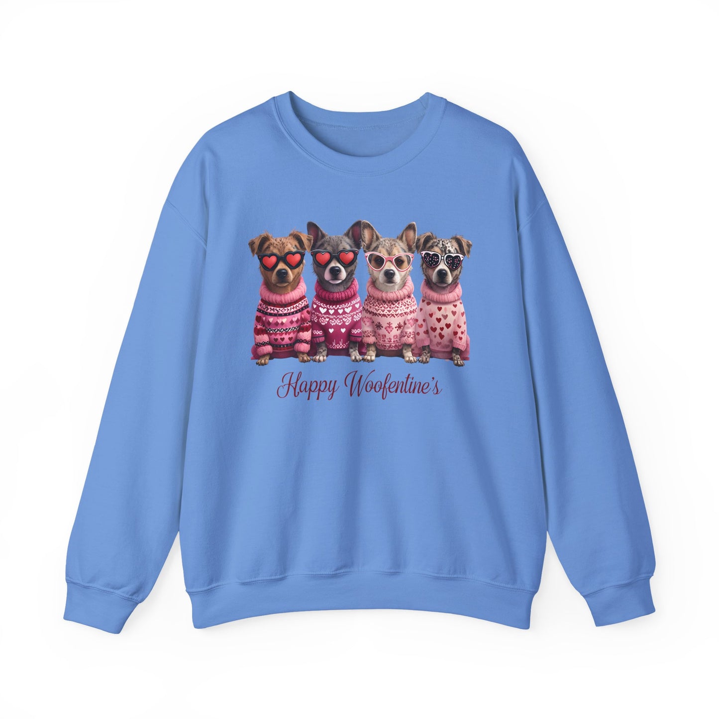 Happy Woofentine Dogs Crewneck Sweatshirt | Valentine Paw Print
