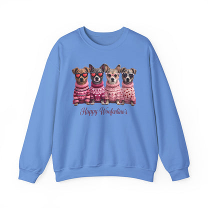 Happy Woofentine Dogs Crewneck Sweatshirt | Valentine Paw Print