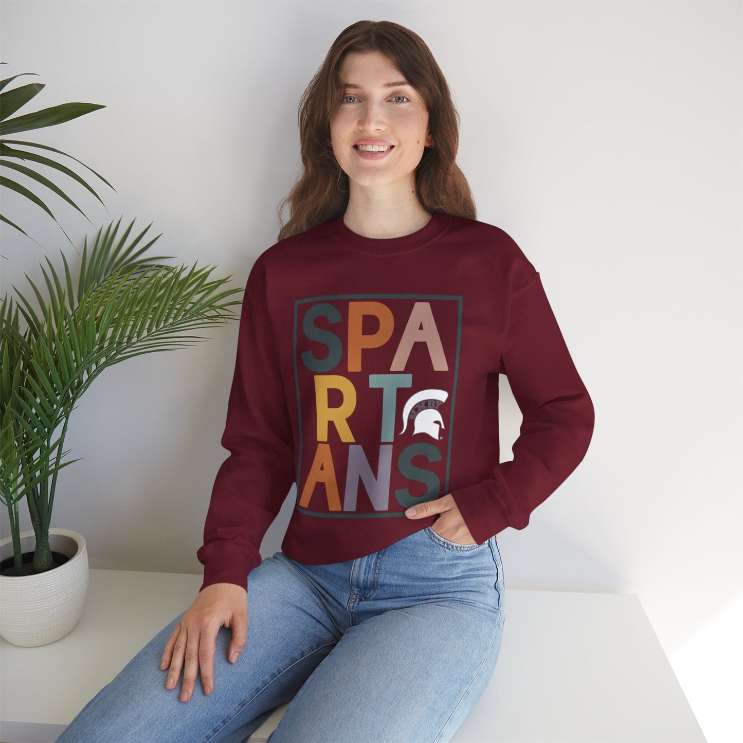 Spartans Block Text Gildan Sweatshirt