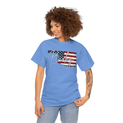 Oklahoma Flag Bixby Script Gildan Tee
