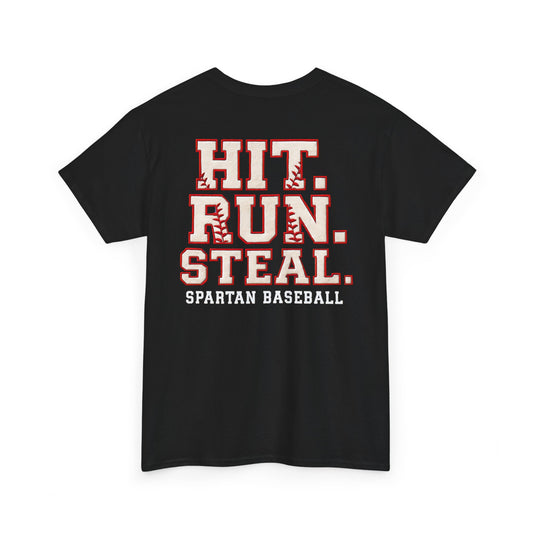 Hit. Run. Steal. Spartan Baseball Gildan Tee