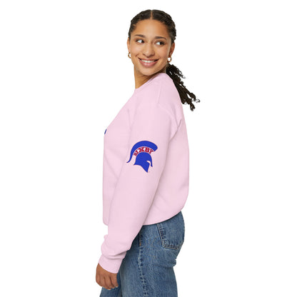 Bixby Spartans Bold Letter With Sleeve Blue Logo Sweatshirt
