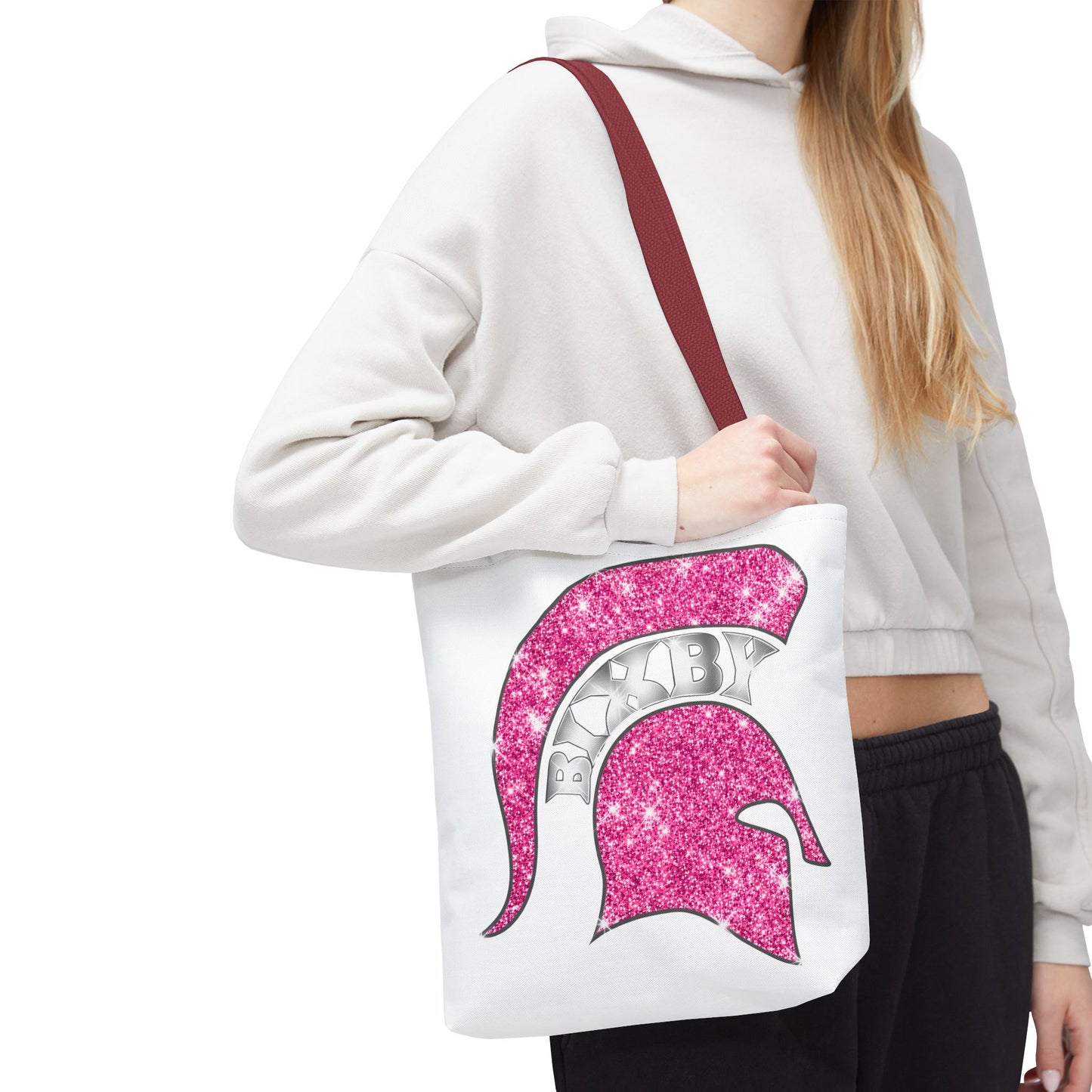 Bixby Spartans Pink Bling Polyester Tote Bag