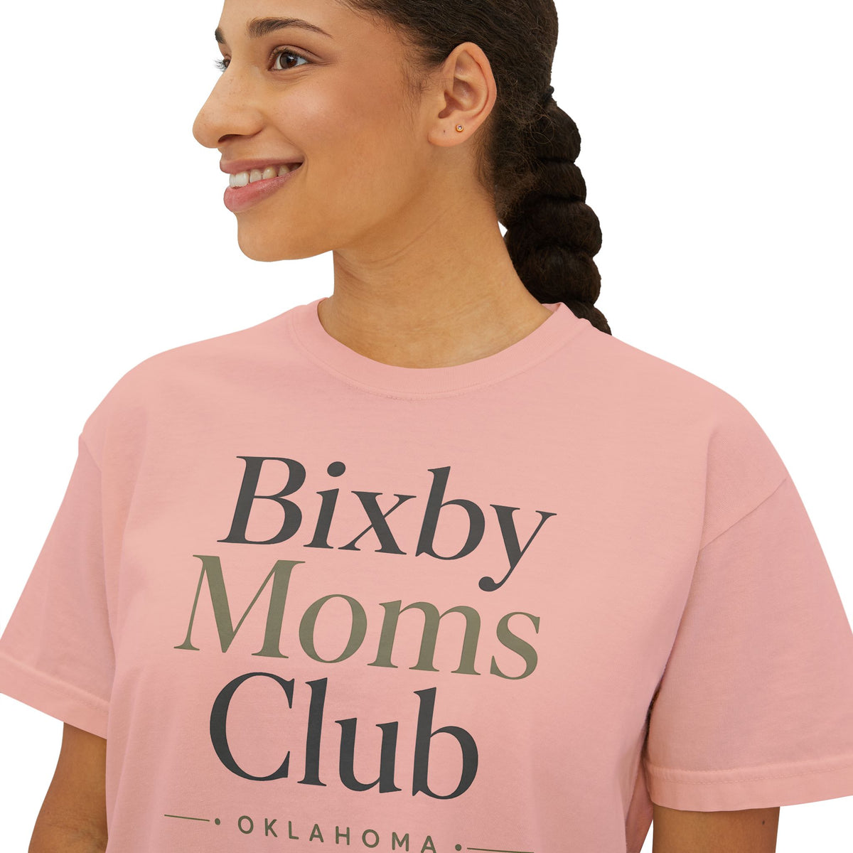 Bixby Moms Club Boxy Tee — Women's Local Mom Group Shirt (Oklahoma)