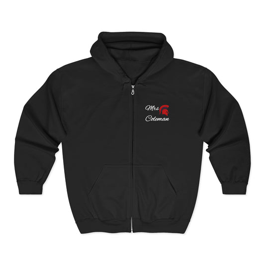 Personalized Spartan Helmet and Name Embroidered Full Zip Gildan Hoodie