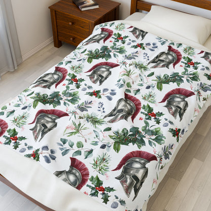 Spartan Christmas Floral Velveteen Plush Blanket