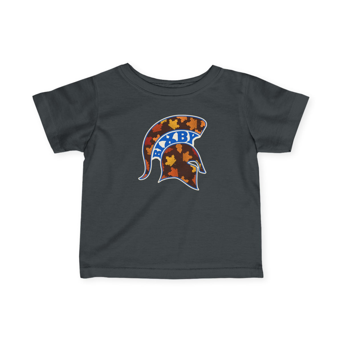 Bixby Spartans Fall Leaves Helmet Infant Tee – Baby Autumn Game Day Shirt