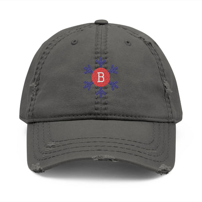 Bixby Spartans Snowflake B Distressed Dad Hat, Winter Embroidered