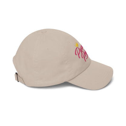 Passenger Princess Dad Cap – Embroidered White Baseball Hat with Pink Script and Crown