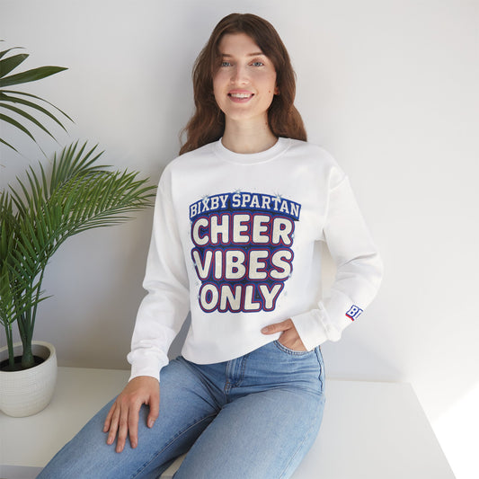 Bixby Spartans Cheer Vibes With Sleeve Print Gildan Sweatshirt