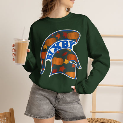 Bixby Spartans Pumpkin Patch Helmet Sweatshirt – Fall Game Day Crewneck