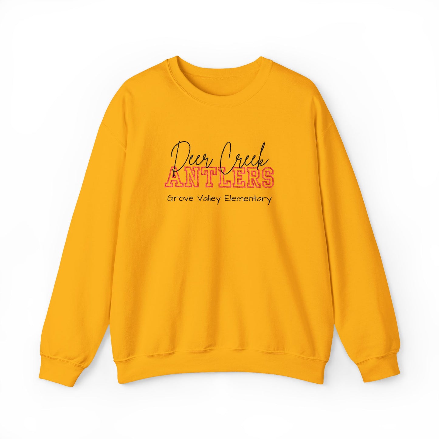 Personalized Embroidered Deer Creek Antlers Crewneck Sweatshirt