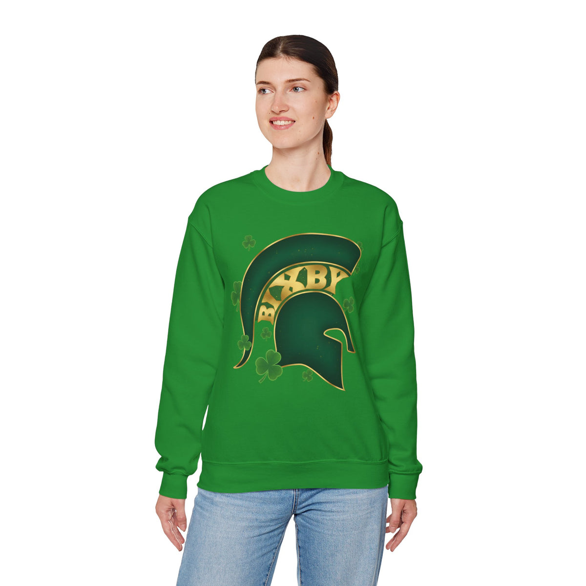 St. Patty's Good Luck Spartan Helmet Adult Gildan Sweatshirt