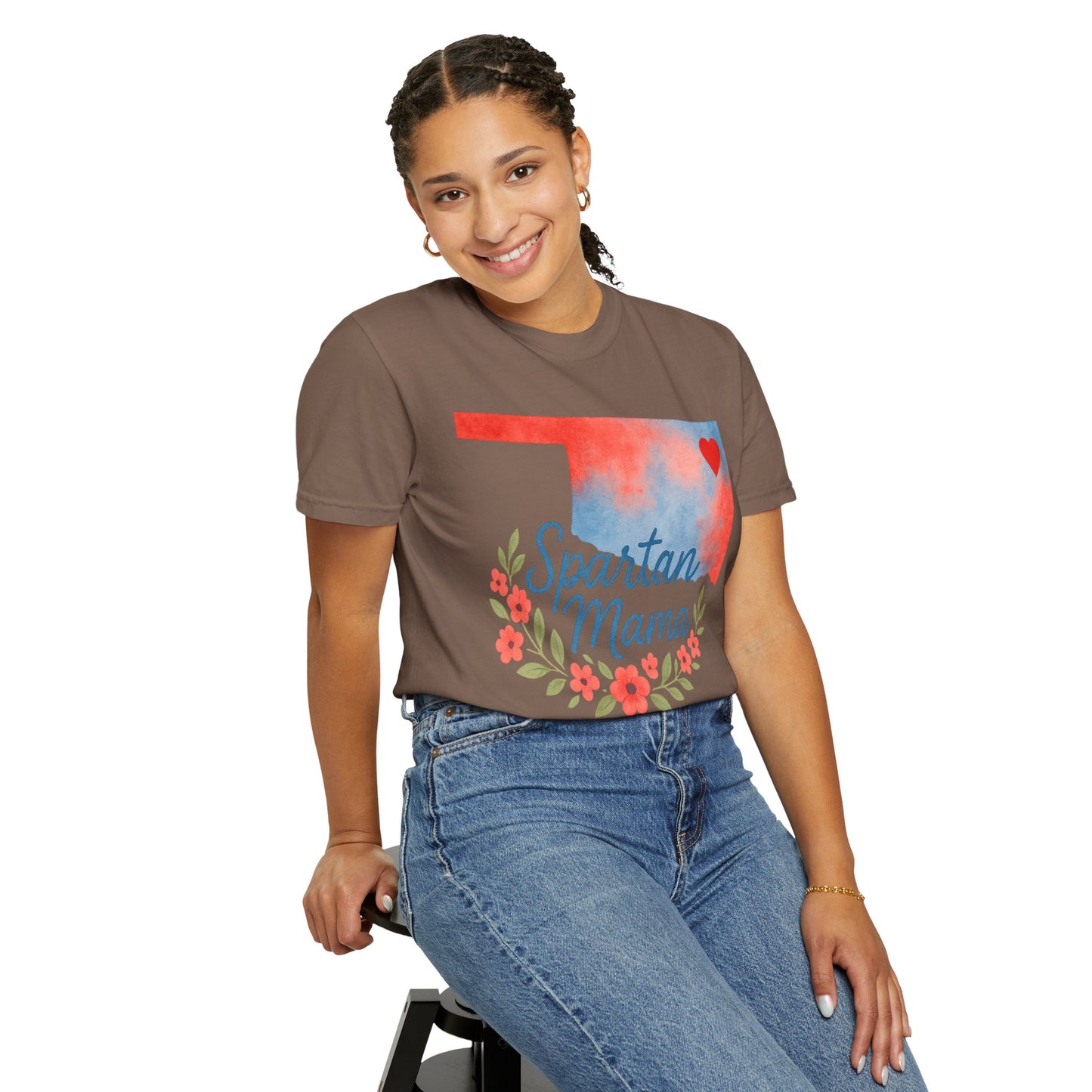 Spartan Mom Bixby OK Watercolor Comfort Colors Tee