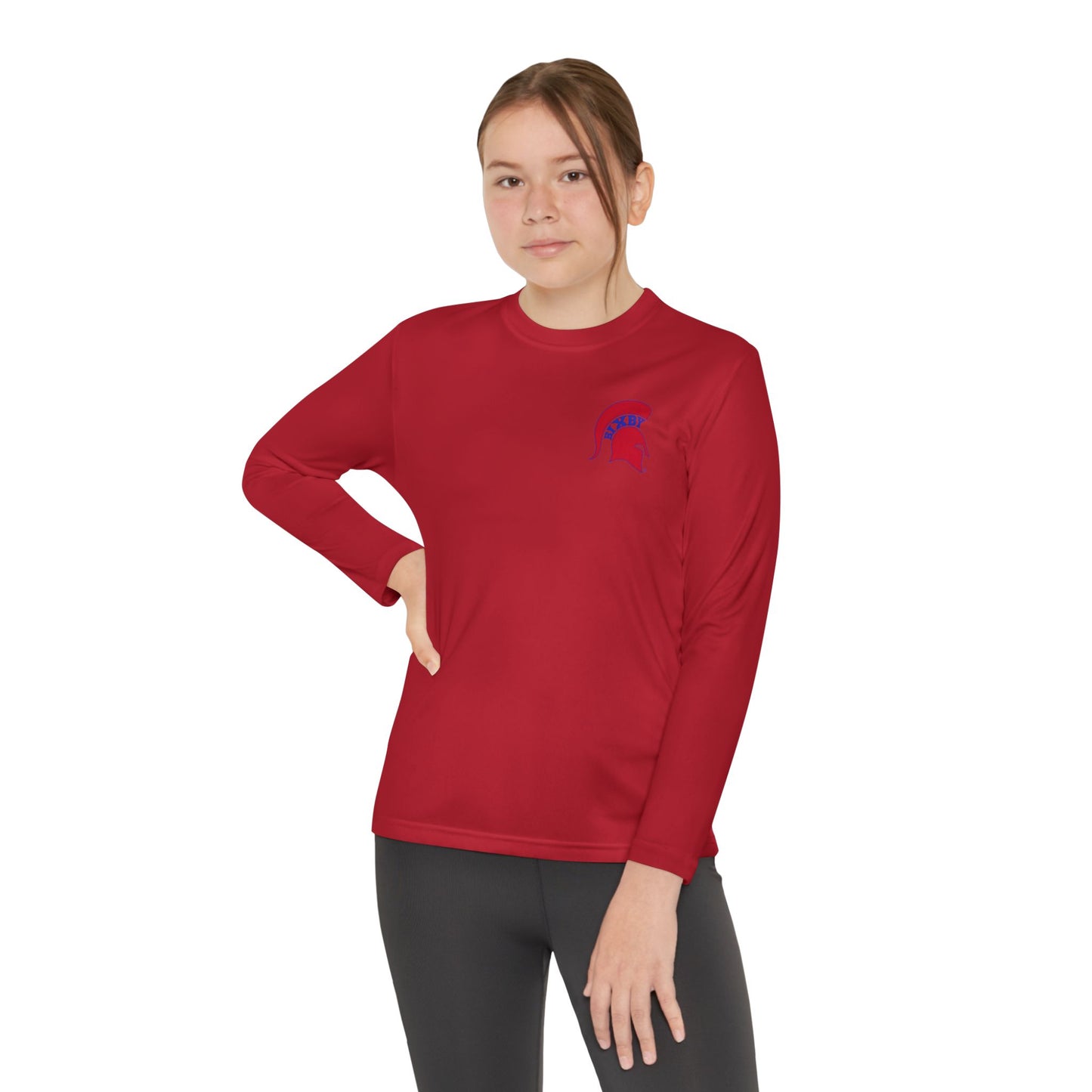 Spartan Red Logo Youth Long Sleeve Sport-Tek Tee