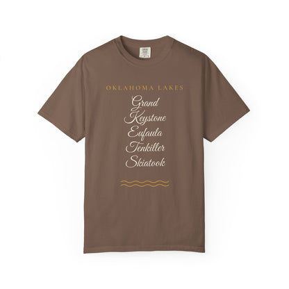 Tee printed with Oklahoma Lakes.