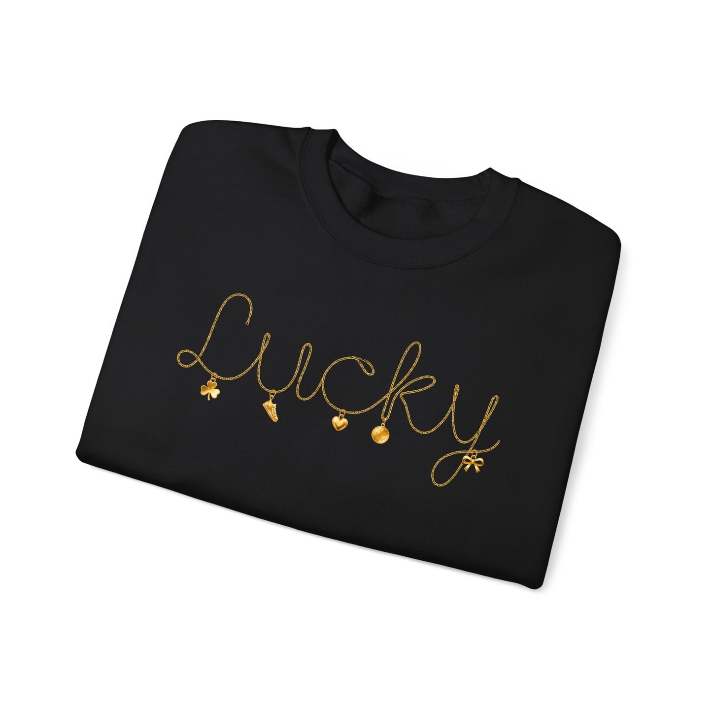 Lucky Script Necklace Crewneck Gildan Sweatshirt