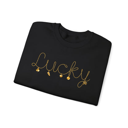 Lucky Script Necklace Crewneck Gildan Sweatshirt