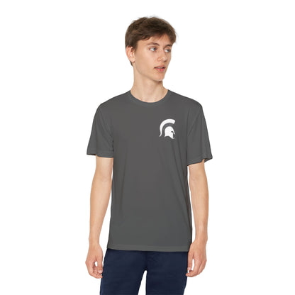 Spartan White Logo Youth Sport-Tek Tee