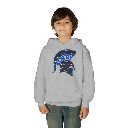 Bixby Spartans Christmas Lights Helmet Youth Hoodie, Kids Holiday