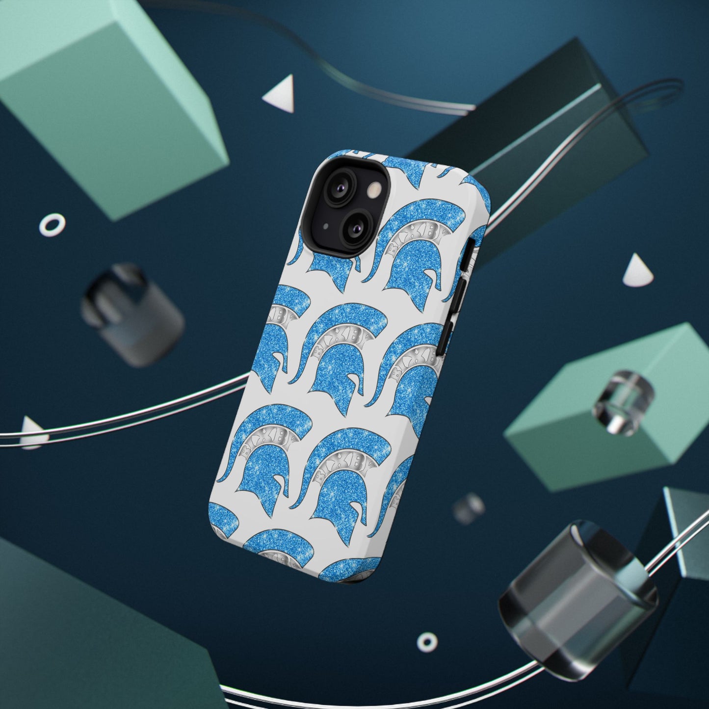 Bixby Spartan Blue Bling Logo Impact Resistant iPhone Case