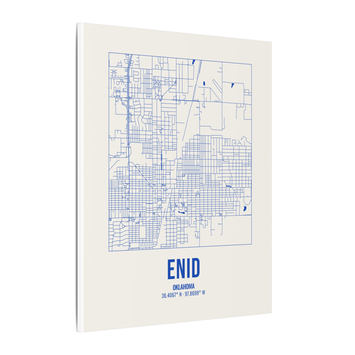 Enid Street Map Canvas, Royal Blue on Cream