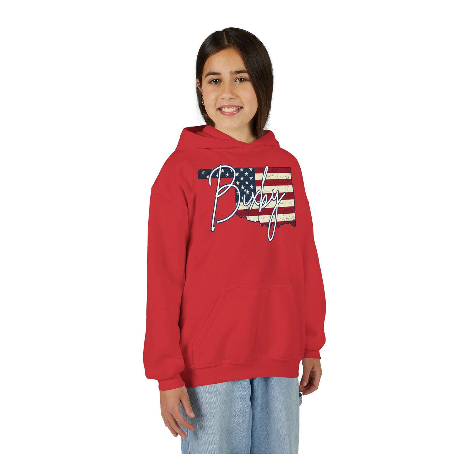 Oklahoma Flag Bixby Script Youth Hoodie