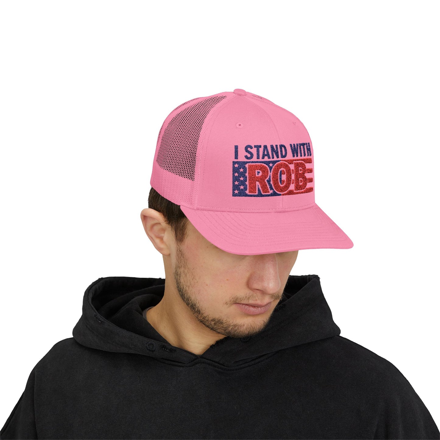 Patriotic Flag - I Stand With Rob Embroidered Trucker Snapback