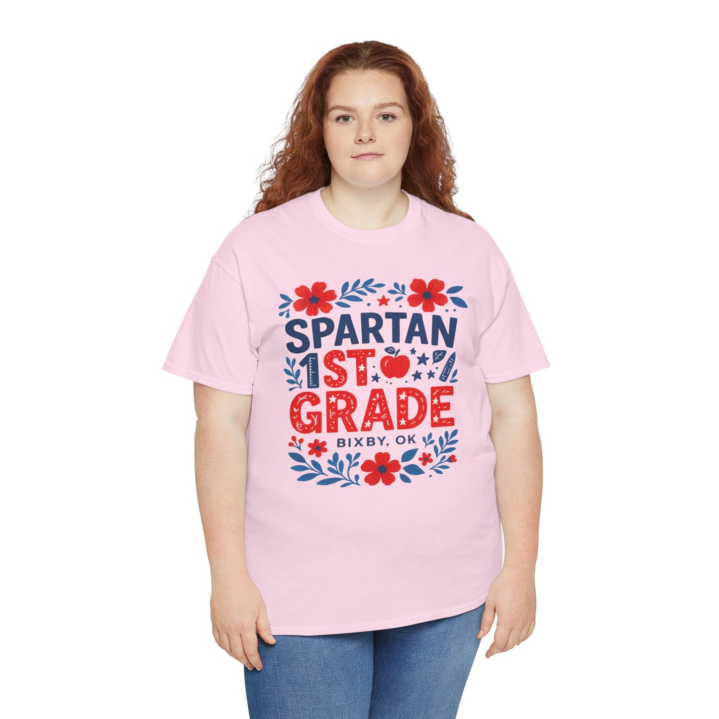Floral First Grade Spartan Gildan Tee