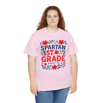 Floral First Grade Spartan Gildan Tee