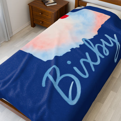 Bixby OK Watercolor Velveteen Plush Blanket