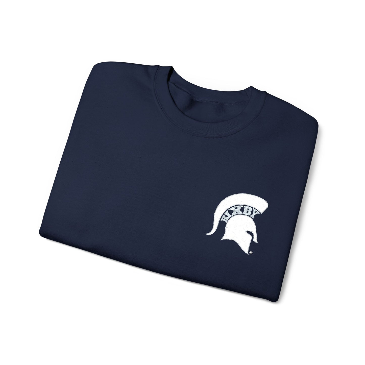 Embroidered White Spartan Helmet Gildan Sweatshirt
