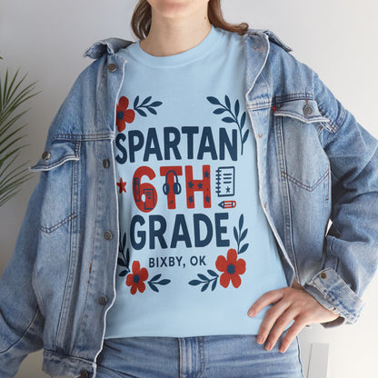 Floral Sixth Grade Spartan Gildan Tee