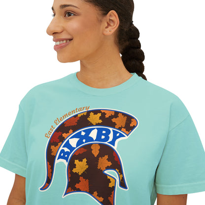 Bixby Spartans East Elementary Fall Leaves Helmet Women's Boxy Tee – Autumn Mom Shirt