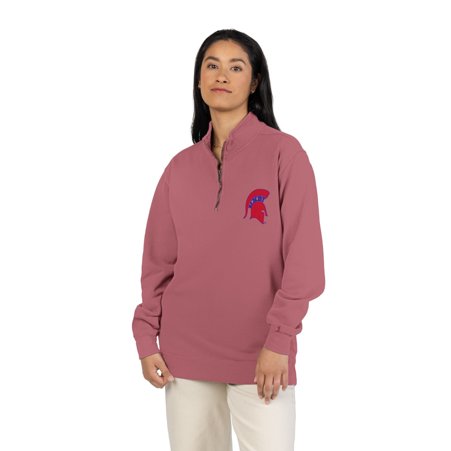 Spartan Red Helmet Quarter-Zip Comfort Colors Pullover