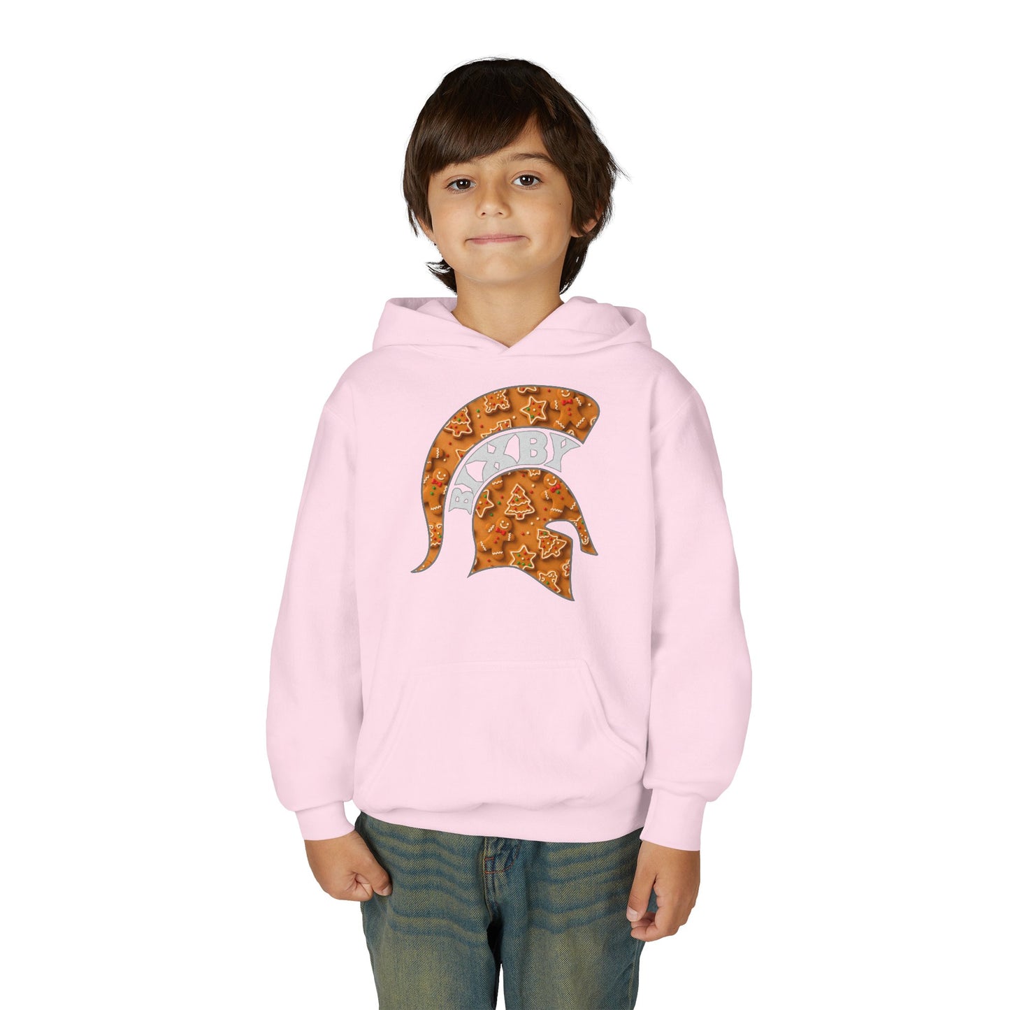 Bixby Spartan Gingerbread Helmet Youth Gildan Hoodie